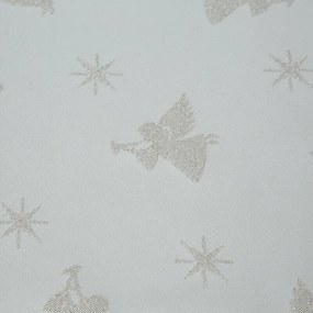 Karácsonyi asztali futó jacquard anyagból angyalos mintával Krémszín 135x180 cm