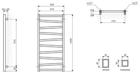 Sapho - Fürdőszobai törölközőszárító radiátor ZIG 406W/230V 50x110 cm antracit
