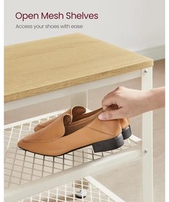 2 polcos Cipőtartós pad, 30 x 73 x 45 cm tölgy bézs és klasszikus fehér