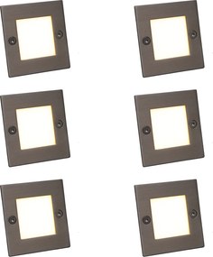 6 darabos modern süllyesztett spotlámpa készlet acél LED-del - Square 7