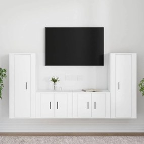 4 részes fehér szerelt fa TV-szekrényszett