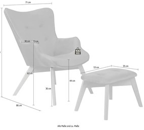 Mustársárga bársony fotel lábtartóval Niko – Ropez