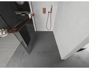 Mexen Kioto +, zuhany paraván polccal és törölközőtartóval 90 x 200 cm, 8mm átlátszó üveg, rózsa arany profil, 800-090-121-60-00
