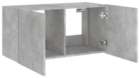 betonszürke falra szerelhető TV-szekrény LED-del 80x35x41 cm