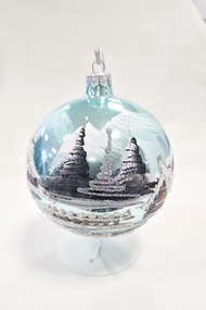 Kézzel Festett Üveg Karácsonyi Bomba Állványon Kicsi 10 cm