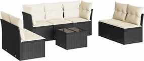 vidaXL 8 részes fekete polyrattan kerti ülőgarnitúra párnákkal