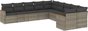 vidaXL 10 részes szürke polyrattan kerti ülőgarnitúra párnákkal