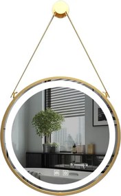 IREDA Fürdőszobai LED tükör világítással arany keret 60 cm