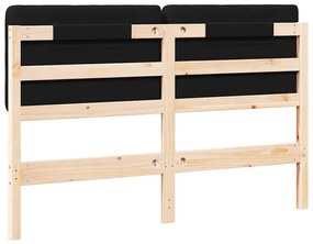 Kárpitozott fejtámla Barna és fekete 150 cm Tömör fenyőfa