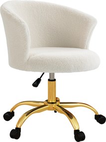 Vinsetto Teddy Fleece Ergonomikus Irodai Szék, Sminkasztal Szék, Forgószék Magasságállítással, Párnázott Ülés, Arany Acél Alap, Irodába, Nappaliba, Há