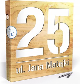 Megvilágított Házszám Led Címtábla 30X30 cm Szürkület Érzékelő