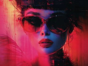 Canvas Vászonkép Portré Nő Glamour Fashion Neon Urban 100x75