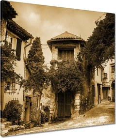 Vászonkép 60x60 Kőház virágokkal