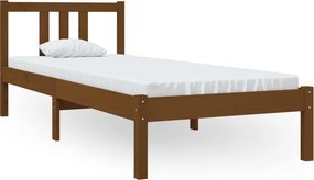 vidaXL Small Single mézbarna tömör fa ágykeret 75 x 190 cm