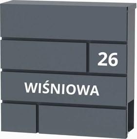 Postaláda Mintás Nagy Antracit Felirat Cím Házszám Utca