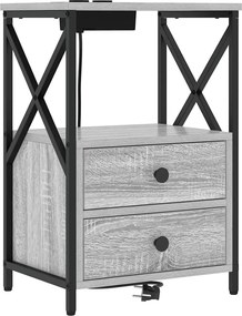vidaXL Éjjeliszekrény fiókkal Szürke Sonoma 40 x 31 x 60 cm Faanyag