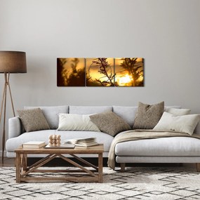 Kép - A nap lenyugszik a fák mögött (órával) (90x30 cm)