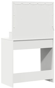 Sminkasztal LED Fényekkel, Fehér - 79x41x135 cm