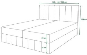 MADLEN boxspring ágy - 180x200, bézs