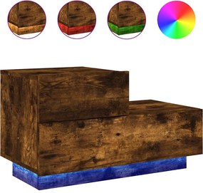 vidaXL füstös tölgy színű éjjeliszekrény LED-fényekkel 70x36x40,5 cm