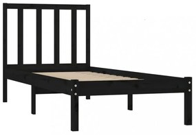 Small Single fekete tömör fenyőfa ágykeret 75 x 190 cm