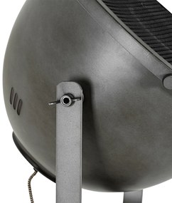 Ipari állólámpa állványos, acél és fa, dönthető - Emado