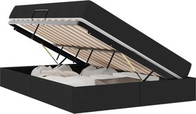 vidaXL Ágy tárolóval és matraccal Fekete 140 x 190 cm Poliészter