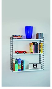 Libro háromszintes fekete polc fehér elemekkel, hossz 70 cm - Metaltex