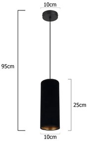 Csillár zsinóron AVALO 1xE27/60W/230V fekete