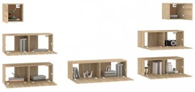 7 részes sonoma tölgyszínű szerelt fa TV-szekrényszett