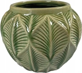 Virágcserép 20cm zöld fényes skandináv kerámia kerek nagy