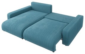 Türkiz kordbársony kinyitható sarokkanapé Sara – Ropez