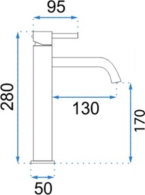Rea Lungo, magas mosogató csaptelep h-280, réz matt, REA-B1114