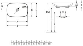 Villeroy & Boch 4A500001 - Ráépíthető mosdó LOOP&FRIENDS 62 x 42 cm kerámia/fehér