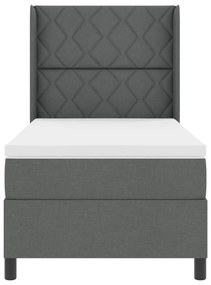 Boxspring Ágy Mattal és LED világítással Sötét Szürke 90x200 cm Szövet