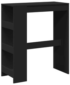 fekete szerelt fa tárolórekeszes bárasztal 90 x 40 x 103,5 cm