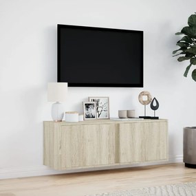 sonoma tölgy színű fali TV-szekrény LED-ekkel 100x31x35 cm