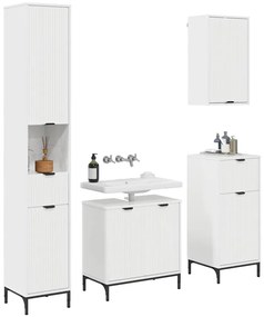 Fürdőszoba bútor szett Magas Fényű Fehér Műanyag fa, fém