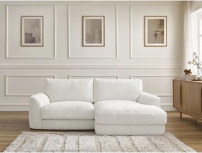 Fehér zsenília sarokkanapé (jobb oldali-heverő résszel) Leonore – Bobochic Paris