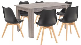Zara 6+1 étkező garnitúra fekete-yorki tölgy