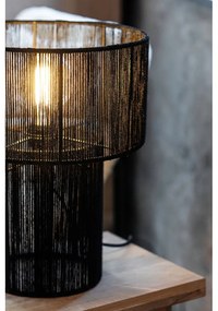 Fekete asztali lámpa juta búrával (magasság 38 cm) Soga – Markslöjd