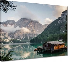 Vászonkép 50x40 Tájkép hegyekkel Házikó