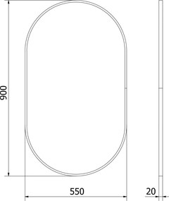 Mexen Loft ovális fürdőszobai tükör 90 x 55 cm, fekete keret - 9851-090-055-000-70