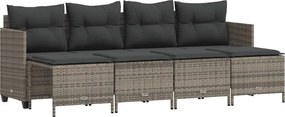 vidaXL 5 részes szürke polyrattan kerti ülőgarnitúra párnákkal