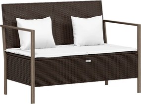 vidaXL 2 személyes barna polyrattan kerti kanapé párnával