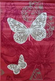 Gyerekszőnyeg 120x170cm ,piros krémszínű pillangós puha rövid haj