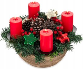 Fa adventi koszorú asztalra gyertyatartókkal 30 cm