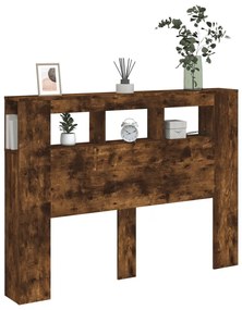 füstüs tölgy színű szerelt fa LED-es fejtámla 140x18,5x103,5 cm