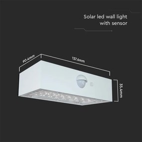 LED Napelemes érzékelős fali lámpa LED/3W/3,7V 3000K/4000K IP65 fehér