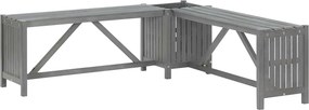 vidaXL szürke tömör akácfa kerti sarokpad ültetővel 117 cm